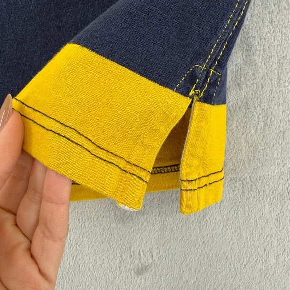 Vintage Polo Ralph Lauren Custom Fit Rugby Shirt Navy Yellow Striped Mens XL - Picture 7 of 15